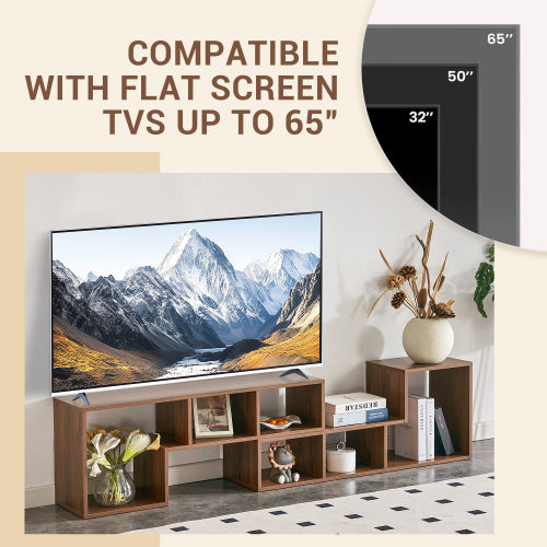 2-Piece L-Shaped Free Combination Cube TV Stand Adjustable Length 45-80 Inch TV Gaming Storage Shelf