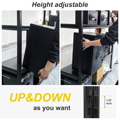 59inch Wide Black Metal Shelves with 5 Removable Dividers Large Capacity Strong Load Bearing for Garage
