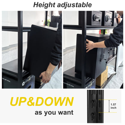 59inch Wide Black Metal Shelves with 5 Removable Dividers Large Capacity Strong Load Bearing for Garage