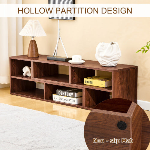 Dark Walnut Modular TV Stand with Open Storage Entertainment Center