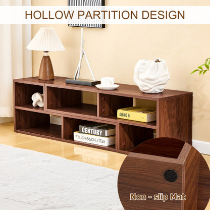 Dark Walnut Modular TV Stand with Open Storage Entertainment Center