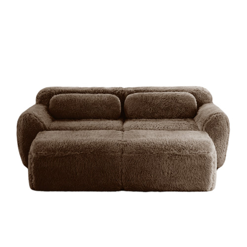 80 inch  Chocolate Plush Boneless Modular Sofa with Chaise,32D Sponge,No Assembly