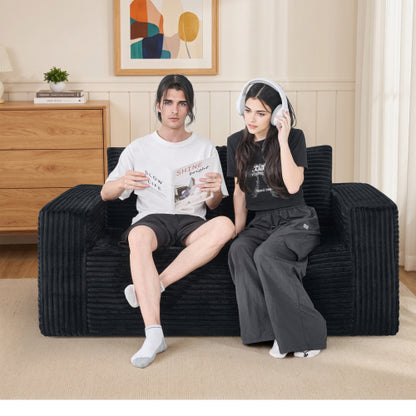 63-Inch Frameless Compressed Corduroy Loveseat for Small Spaces