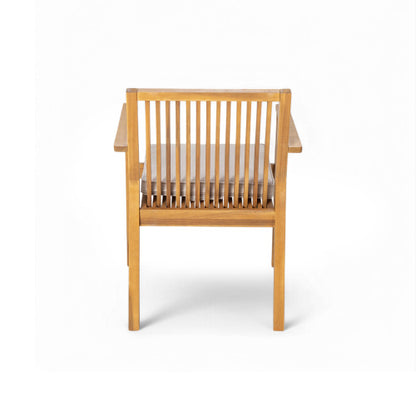 Patio Dining Chair Set of 2 - Sturdy Acacia Wood, Comfortable Waterproof Seating, 400 lbs Capacity, Natural Color Frame