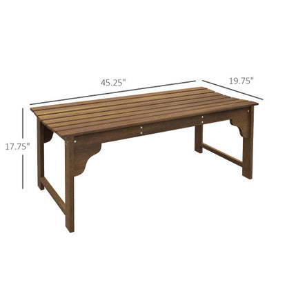 Wooden Garden Bench, Outdoor Park Bench with Slatted Seat, Backless Front Porch Bench with Curved Seat for Conservatory, Garden, Poolside, Deck, Teak