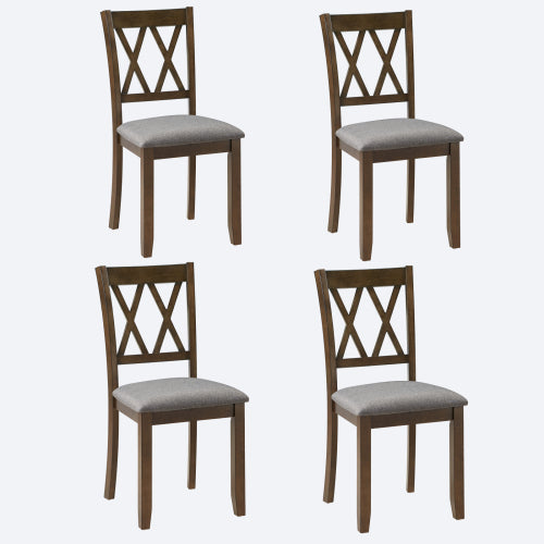 Dining Chairs Only, Wooden Dining Chairs Set of 4, Kitchen Chair with Padded Seat, Upholstered Side Chair for Dining Room, Living Room, Walnut