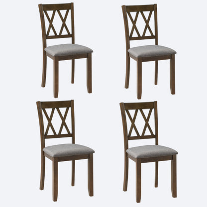 Dining Chairs Only, Wooden Dining Chairs Set of 4, Kitchen Chair with Padded Seat, Upholstered Side Chair for Dining Room, Living Room, Walnut
