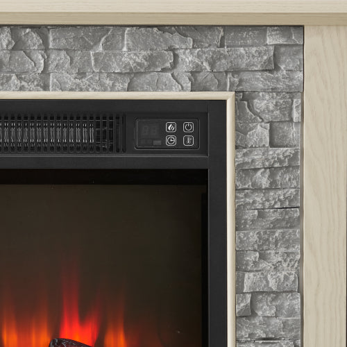 58 Inch TV Stand with 18 Inch Electric Fireplace White Media Console