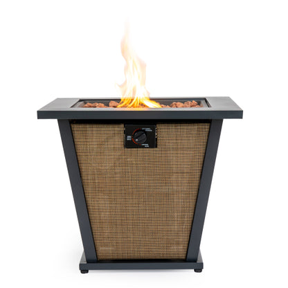 28" Propane Gas Fire Pit Table, 50000 BTU Square Steel Fire Pit for Outside Patio Deck Garden Courtyard -Brown