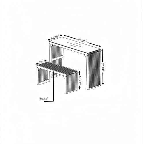 Natural Pine Dining Long Bench and Table Set – Versatile Indoor Wood Furniture for Entryway, Living Room, Kitchen, and Bedroom – Includes Small Tempered Glass Top
