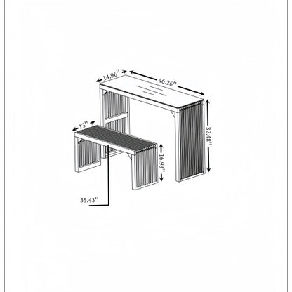 Natural Pine Dining Long Bench and Table Set – Versatile Indoor Wood Furniture for Entryway, Living Room, Kitchen, and Bedroom – Includes Small Tempered Glass Top