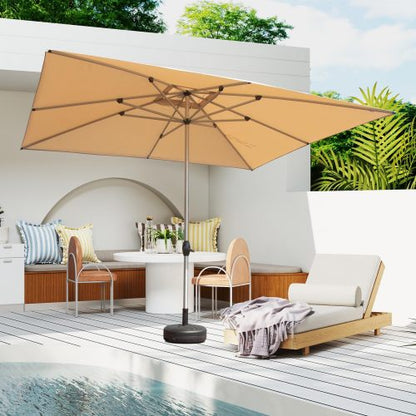 Rectangle Patio Umbrella with Crank Lift , Beige (Base not included)