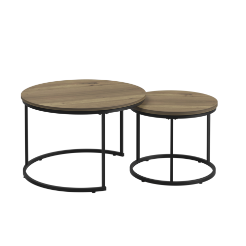 27.6inch  Nesting Coffee Table Set of 2 MDF Marble Top Metal Frame Side Tables