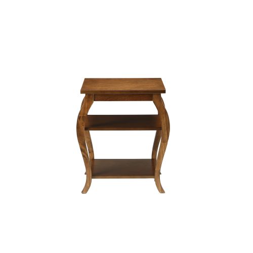 Walnut Square Accent Table 2 Tier Open Storage Cabriole Legs Design