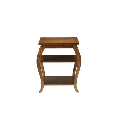 Walnut Square Accent Table 2 Tier Open Storage Cabriole Legs Design