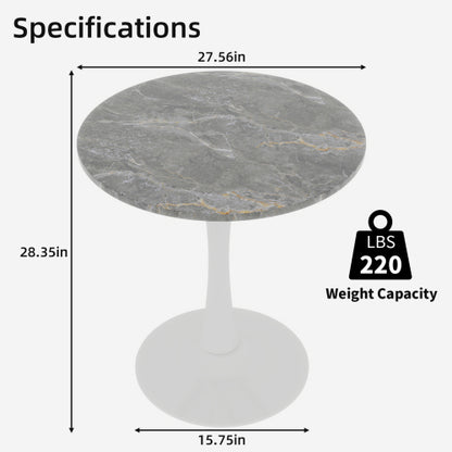 27.6inch  Round Dark Gray Marble Vein Coffee Table