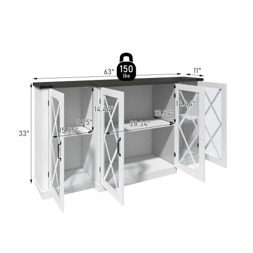 63 Inch Farmhouse Barn Door TV Stand with Adjustable Shelves Media Console for TVs Up To 73 Inch