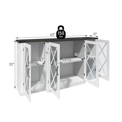 63 Inch Farmhouse Barn Door TV Stand with Adjustable Shelves Media Console for TVs Up To 73 Inch