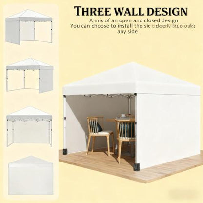Height Adjustable Instant Party Tent Shelter Gazebo,Pop Up Canopy Tent with 3 Sidewalls, Leg Weight Bags and Carry Bag