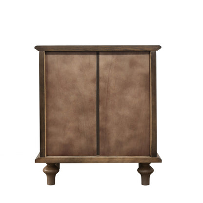 Walnut Brown Farmhouse Nightstand, 4 Drawers with Pull-Out Tray & Solid Wood Legs