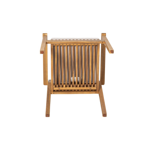 Patio Dining Chair Set of 2 - Sturdy Acacia Wood, Comfortable Waterproof Seating, 400 lbs Capacity, Natural Color Frame