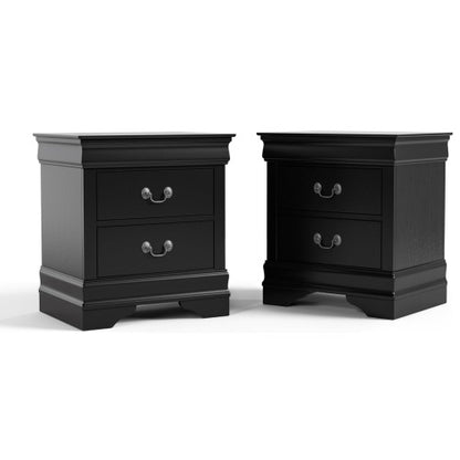 Black Transitional Nightstand with Dovetail Drawers