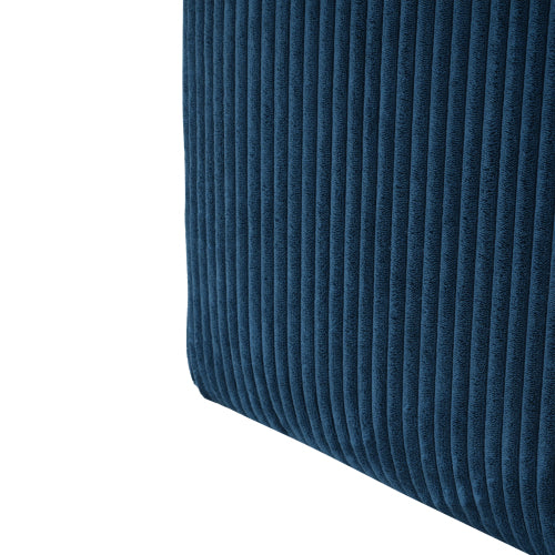 29.5 inch Square Blue Corduroy Modular Ottoman, Upholstered Foot Stool with Plywood Frame & Pocket Coil Cushion