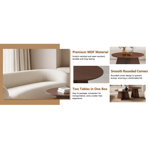 2-Piece Round Nesting Coffee Table Set with Crisscross Legs
