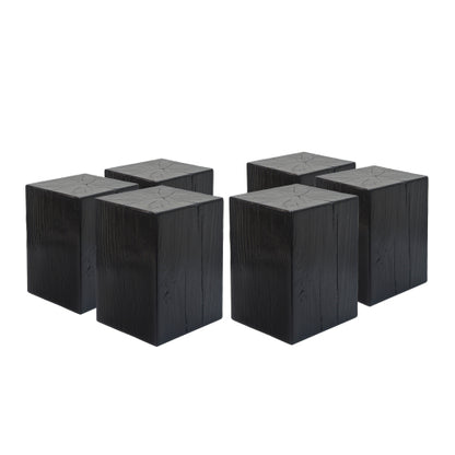 Wood-Look Square-Column MGO End Table, H18",Wood-Like Distressed Finish, Mix with Different Heights, Indoor Outdoor Use,Black Color