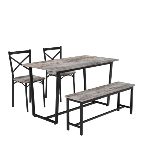 4-Piece Industrial Dining Set, MDF Table & 4 Backrest Chairs