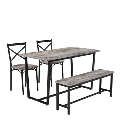 4-Piece Industrial Dining Set, MDF Table & 4 Backrest Chairs