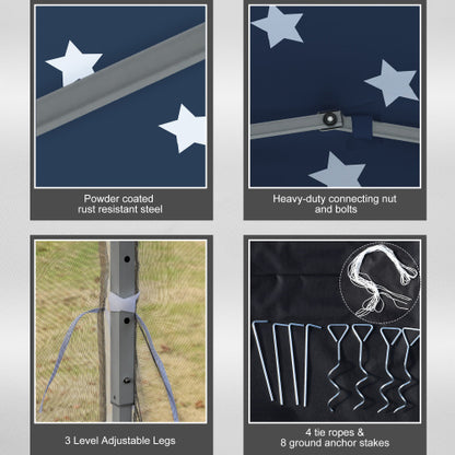 10' x 10' Pop Up Canopy Tent with Netting, Instant Gazebo, Ez up Screen House Room with Carry Bag, Height Adjustable, for Outdoor, Garden, Patio, American Flag