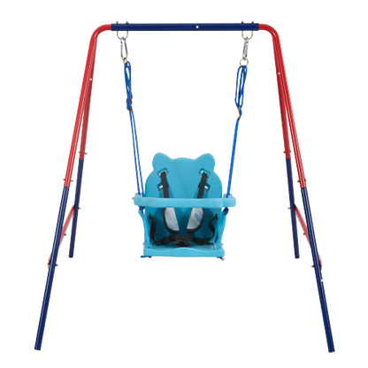 XNS067B green and blue interesting 2 in 1 baby swing mental plastic safe swing set 110lbs for outdoor playground for age 3+