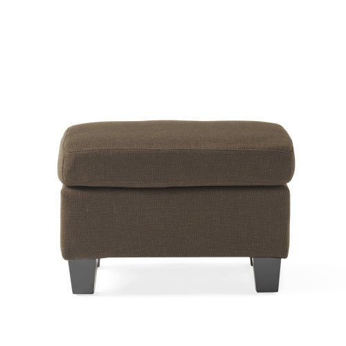 Chocolate Contemporary Upholstered Ottoman, Birch Wood Leg Multifunctional Soft Padded Accent Stool