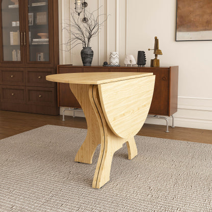 43 in Folding Dining Table for Small Spaces, MDF Table with Wild Oak Veneer, Space Saving Foldable Kitchen Table for Indoor and Outdoor Use