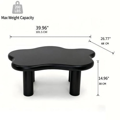 40 Inch Black Cloud Coffee Table Modern Irregular MDF Living Room Center Table