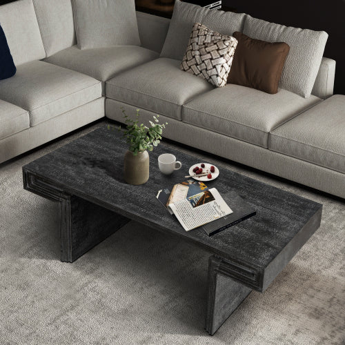 48 Inch Double-Tier Vintage Industrial Table, Antique Black