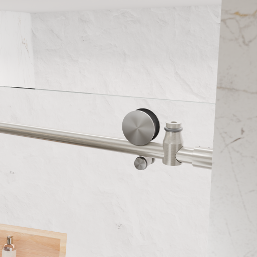 56-60"W x 76"H Frameless Shower Door, Sliding Shower Door, with Premium 5/16"(8mm) Thick Tempered Glass Shower Enclosure ,Chrome Brushed Nickel With Buffer