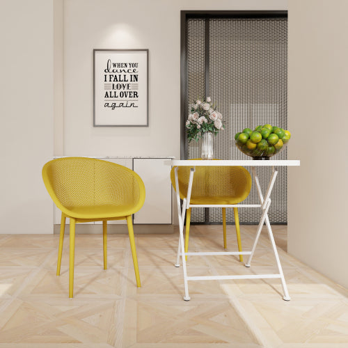 Holiday - 2-Pack Modern Lounge Chairs – Indoor/Outdoor All-Weather PP Plastic, Lightweight for Patio, Beach, Living Room (Earthy yellow)