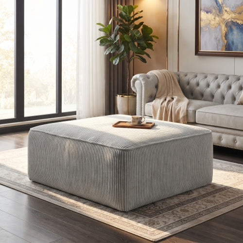 Upholstered Square Ottoman, Light Blue