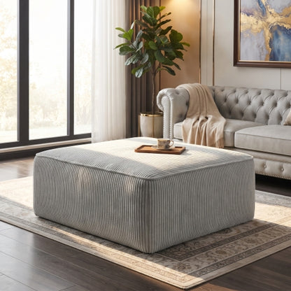 Upholstered Square Ottoman, Light Blue