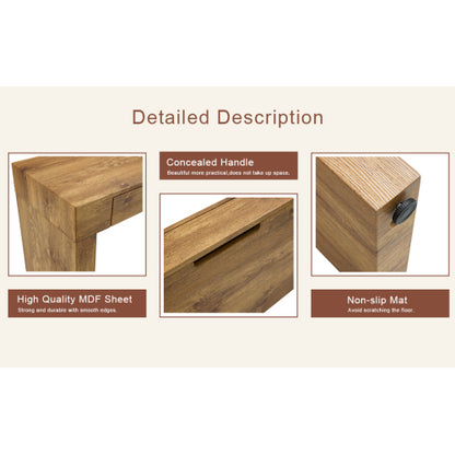 Elegant Natural Wood Grain Bar Table-50 Inches Long, a Practical Choice for Modern Homes.Wood Grain Texture Sticker,Equipped With Two Drawers.Serving As A Bar Table Or A Desk.