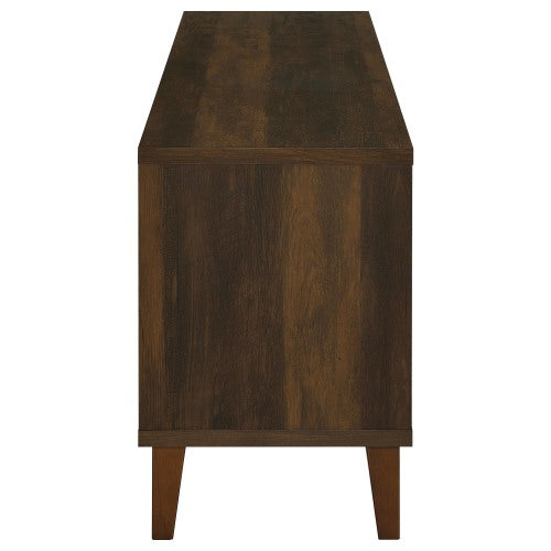 Dark Pine Rustic 60 Inch 2 Slatted Door TV Stand