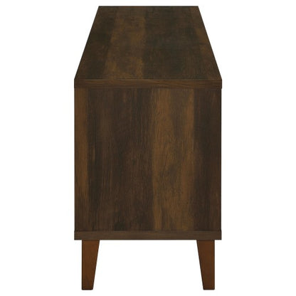 Dark Pine Rustic 60 Inch 2 Slatted Door TV Stand