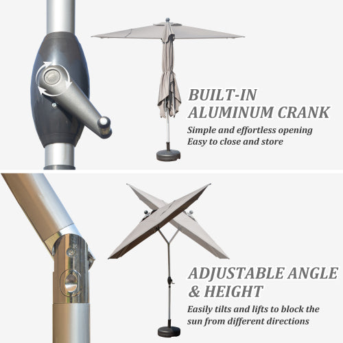 Rectangle Patio Umbrella with Crank Lift and Tilt Function, Grey (Base not included)