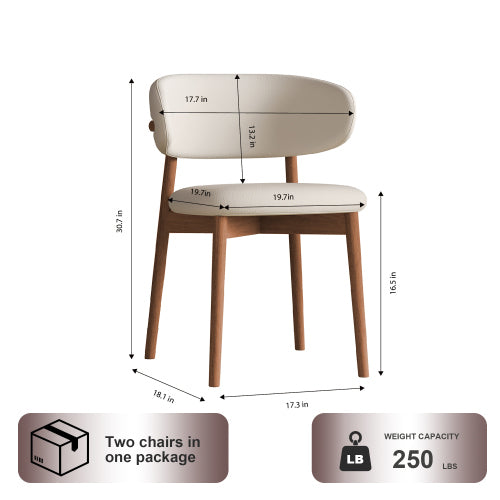 Set of 2 Mid-Century Solid Oak Dining Chairs, Minimalist Wooden Side Chairs Easy Assembly