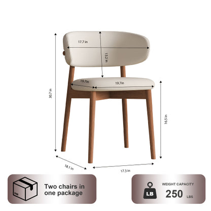 Set of 2 Mid-Century Solid Oak Dining Chairs, Minimalist Wooden Side Chairs Easy Assembly