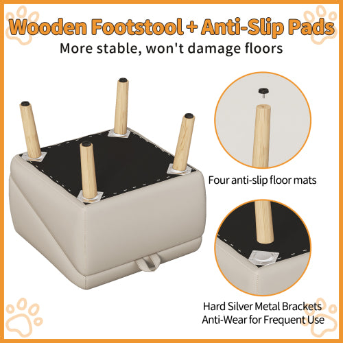 Foldable Ottoman Dog Stairs Ramp for Small Dogs and Cats 2-in-1 Pet Steps