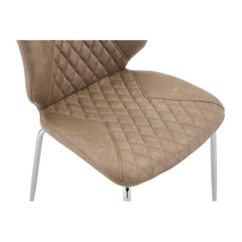 Dining Chairs Set of 4, Khaki PU Leather Upholstered Chairs with Tufted High Back