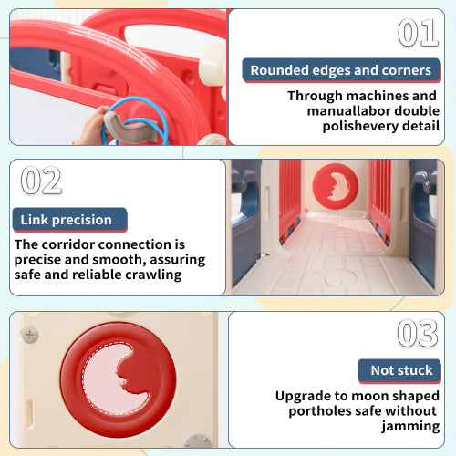 12 in 1 Indoor Outdoor Playset for Toddlers 1 3 Swing Slide Combo Climber Basketball Hoop Red Blue